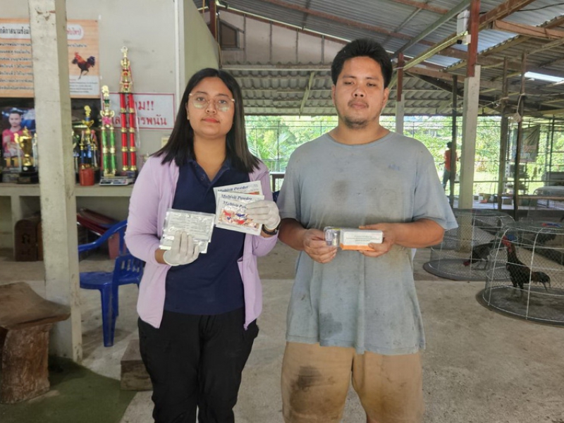ปศุสัตว์อำเภอโป่งน้ำร้อน ดำเนินการเก็บตัวอย่าง  Oropharyngeal swab โครงการรับรองสถานที่เลี้ยงสัตว์ปีกพื้นเมืองหรือไก่ชนป้องกันโรค